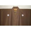 拾11545 シルク化繊丹後縮緬お召調 男着物袷 裄72丈146К金茶色 新品 色紋付 家紋選べます