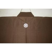 拾11545 シルク化繊丹後縮緬お召調 男着物袷 裄72丈146К金茶色 新品 色紋付 家紋選べます