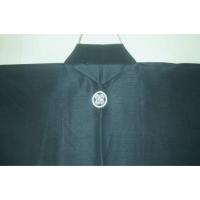 拾11546 シルク化繊丹後縮緬お召調 男着物袷 裄72丈146Κ 青緑・お納戸色 新品 色紋付 家