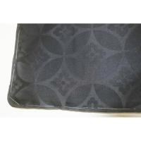 拾11547RM シルク化繊 男着物羽織 裄79丈152К黒地の七宝花菱・繻子地紋織 新品 単衣仕立