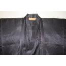 拾11566RM シルク化繊 男着物羽織 裄76丈147К黒地の業平菱・繻子地紋織 新品 単衣仕立て