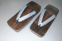 弐8821RM 男性焼き桐下駄M〜Lサイズ25.5cm К銀ネズの石垣文様 大人柄