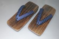 弐8823RM 男性焼き桐下駄M〜Lサイズ25.5cm К青藍の石垣文様 大人柄