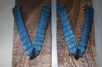 弐8824RM 男性焼き桐下駄M〜Lサイズ25.5cm К青緑・お納戸色の石垣文様 大人柄