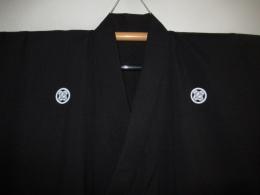 3L寸 洗える黒紋付スタンダード・ソフト 袴用男着物黒紋付単衣 化繊羽二重調　祝令和