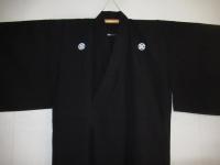 3L寸 洗える黒紋付スタンダード・ソフト 袴用男着物黒紋付単衣 化繊羽二重調　祝令和