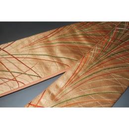 弐11605RM 男角帯 本絹西陣織練貫К東雲色に色鬣(たてがみ)文様 新品 別誂え