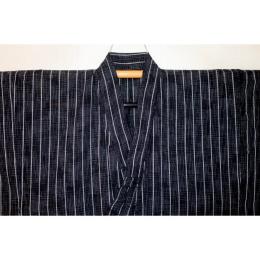 弐11630RM 純綿の透かし織 男着物単衣 裄75丈160К鉄色に飛白縞 新品 超特大