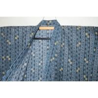 【サイズM〜LL】遠州木綿紅梅 男着物単衣浴衣 К青藍の二重ロウケツ染調 新品 大人柄