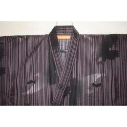弐11667RM 綿紬捺染 男木綿着物浴衣 裄70丈148К絵画の世界・滅紫(けしむらさき)色「影鷹