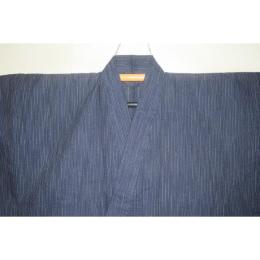 新しじら織・遠州織 男着物単衣浴衣 青灰紺地濃淡の細カツオ縞 新品新作 襦袢をつけて単衣着物としても