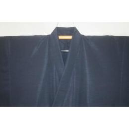 拾11746RM シルク化繊・夏紬上布調 男着物単衣 裄74丈145К鉄紺・ダークネイビーの無地