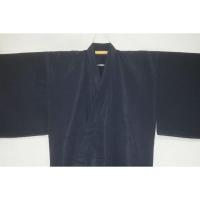 拾11746RM シルク化繊・夏紬上布調 男着物単衣 裄74丈145К鉄紺・ダークネイビーの無地