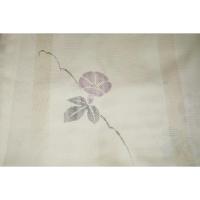 拾11781RM 化繊平絽 男着物単衣 裄75丈145К薄葉芭蕉色の朝顔文様 新品仕立て上がり 家庭