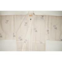 拾11781RM 化繊平絽 男着物単衣 裄75丈145К薄葉芭蕉色の朝顔文様 新品仕立て上がり 家庭