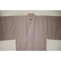 拾11793RM シルク化繊 夏お召調の紗 男着物単衣 裄78丈152К灰芭蕉色の斑入り 新品仕立て