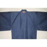 拾11855RM シルク化繊丹後縮緬調 男着物単衣 裄71丈141К青灰の角通し文様 新品 江戸小紋