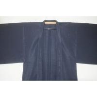 拾11882RM シルク化繊・夏紬調 男着物羽織 裄75丈146К紺と鉄色・無地感 新品 茶人好み