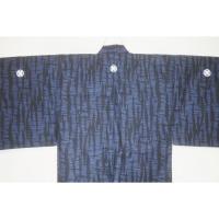 拾11952RM 平織綿上布 男着物単衣浴衣 裄68丈148К黒に藍のロウケツ染め調 新品 単衣の紋