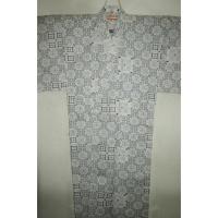 弐11985RM 白絣・綿紅梅上布 男着物単衣 裄69丈141К 白地にバンジョー井桁絣 新品 男の