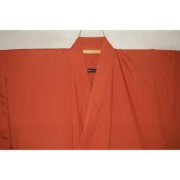 拾11986RM シルク化繊・夏紬上布調 男着物単衣 裄71丈142К柿朱色無地 洗える 新品 茶人