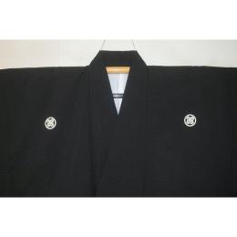 【着物3サイズ】高級化繊・ハイクラス洗える黒紋付・石持(こく もち)に染め抜き 男着物 К