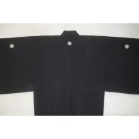 【着物3サイズ】高級化繊・ハイクラス洗える黒紋付・石持(こく もち)に染め抜き 男着物 К