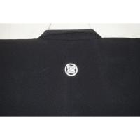 【羽織3サイズ】最高級化繊・ハイクラス洗える黒紋付・石持(こくもち)に染め抜き 男羽織 К