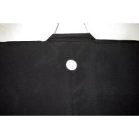 【羽織3サイズ】最高級化繊・ハイクラス洗える黒紋付・石持(こくもち)に染め抜き 男羽織 К