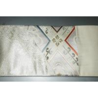 弐12003RM 男角帯 本絹西陣織К銀地縫い取り御殿文様 新品 帯コレクター必見 別誂え