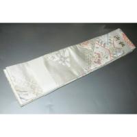 弐12003RM 男角帯 本絹西陣織К銀地縫い取り御殿文様 新品 帯コレクター必見 別誂え