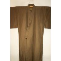 拾10870RM シルク化繊丹後縮緬お召調 男着物袷 裄71丈148К金茶色無地感 新品 茶人好み