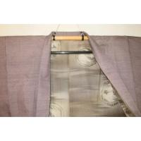 弐10985RM 本絹信州上田紬男着物羽織 裄70丈142К桜ネズ色の粗細 絶品 証紙