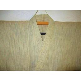 新しじら織・遠州織 男着物単衣 透かし織・芭蕉色の五月雨 皺になりにくくなりました 襦袢をつけても