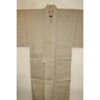 弐10988RM 本麻小千谷縮上布 男着物単衣 裄69丈144К芭蕉色亀甲絣 細密な織絣の最高峰