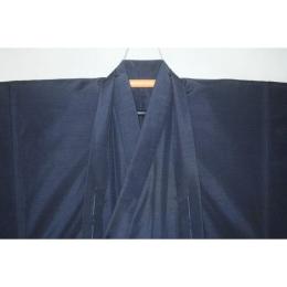 拾12045RM シルク化繊 紬上布調 男着物羽織 裄73丈145К鉄紺・色無地 洗える 新品 茶人