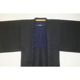 弐10999RM ウールのギャバジン毛織物 男羽織 裄68丈102К黒無地 新品 厚地の防寒羽織