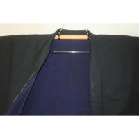 弐10999RM ウールのギャバジン毛織物 男羽織 裄68丈102К黒無地 新品 厚地の防寒羽織