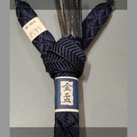 【M22番】男物羽織紐 本絹平打ち К紺藍色 中古未使用品アウトレット価格