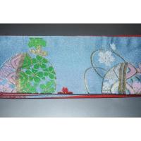 拾12087RM 武道・弓道女性袴下帯 シルク化繊К水色地金襴花手鞠文様 新品 家庭で洗える 一点物