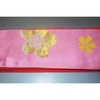 拾12088RM 武道・弓道女性袴下帯 シルク化繊К桜色地金襴黄桜文様 新品 家庭で洗える 一点物