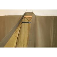 拾11021RM シルク化繊丹後縮緬お召調 男着物袷 裄71丈146К真鍮色・シャンパンベージュ色無