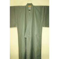 拾11024RM シルク化繊丹後縮緬お召調 男着物袷 裄70丈144К淡い灰緑色無地感 新品 茶人好