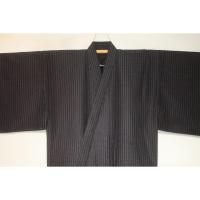 拾11039RM シルク化繊丹後縮緬調 男着物袷 裄70丈147К墨焦げ茶灰茶の大小行儀紋縞文様 洗