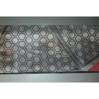 弐11083RM 男角帯 本絹西陣織練貫 К鉄銀地の照り箔に臙脂 亀甲織分け文様 極 上新品 別誂え