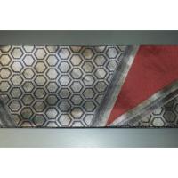 弐11083RM 男角帯 本絹西陣織練貫 К鉄銀地の照り箔に臙脂 亀甲織分け文様 極 上新品 別誂え