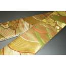 弐11085RM 男角帯 本絹西陣錦唐織 К沈金色地・金襴練貫 切り箔と沖波の図 極上新品 金属糸使