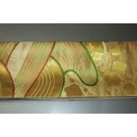 弐11085RM 男角帯 本絹西陣錦唐織 К沈金色地・金襴練貫 切り箔と沖波の図 極上新品 金属糸使