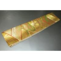 弐11085RM 男角帯 本絹西陣錦唐織 К沈金色地・金襴練貫 切り箔と沖波の図 極上新品 金属糸使