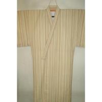 拾11089RM シルク化繊丹後縮緬調 男着物袷 裄74丈140К芭蕉色の濃淡 粋縞 洗える江戸小紋